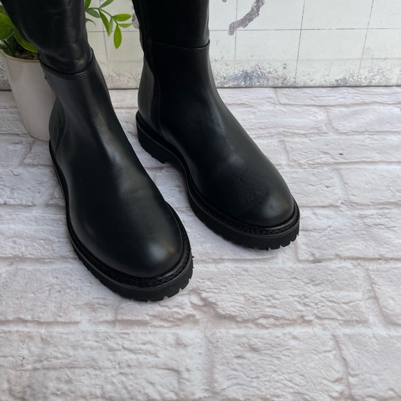 AQUATALIA Weatherproof black leather winter boots knee high zipper side size 5.5 - Picture 6 of 10